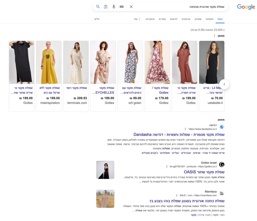 דוגמא לתוצאות חיפוש | seo-up